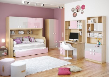 Детская комната Грэйси (Розовый/Серый/корпус Клен) в Коченёво - kochenyovo.mebel54.com | фото