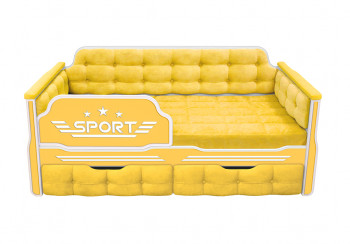 Кровать 160 серии Спорт 2 ящика 74 Жёлтый (мягкие боковые накладки) в Коченёво - kochenyovo.mebel54.com | фото