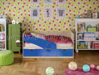 Кровать Бабочки 1,8м (Синий металлик) в Коченёво - kochenyovo.mebel54.com | фото