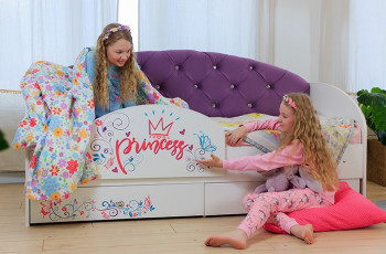 Кровать детская Эльза с бортиком Принцесса Белый/Фиолетовый в Коченёво - kochenyovo.mebel54.com | фото