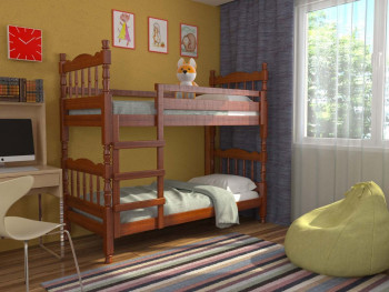 Кровать двухъярусная Соня из массива сосны 800*1890 Орех в Коченёво - kochenyovo.mebel54.com | фото