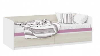Кровать «Сканди» с 2 ящиками Дуб Гарден/Белый/Лиловый в Коченёво - kochenyovo.mebel54.com | фото