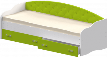 Кровать Софа-7 с мягкой спинкой (800х1900) Белый/Лайм в Коченёво - kochenyovo.mebel54.com | фото