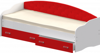 Кровать Софа-8 с мягкой спинкой (900х1900) Белый/Красный в Коченёво - kochenyovo.mebel54.com | фото
