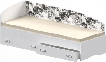 Кровать Софа-9 с мягкой спинкой с рисунком Милана (900х2000) Белый в Коченёво - kochenyovo.mebel54.com | фото