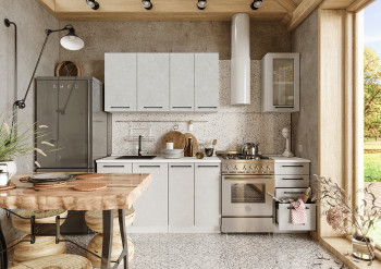Кухонный гарнитур Нувель 1800мм белый/бетон белый в Коченёво - kochenyovo.mebel54.com | фото