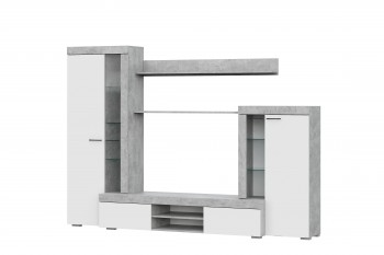 Мебель для гостиной МГС 5 Цемент светлый / Белый в Коченёво - kochenyovo.mebel54.com | фото