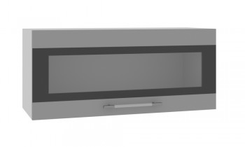 Норд ШВГС 800 Шкаф верхний горизонтальный со стеклом (Софт черный/корпус Белый) в Коченёво - kochenyovo.mebel54.com | фото