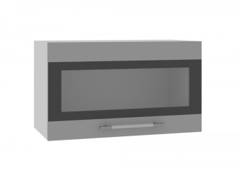 Ройс ПГСФ 600 Шкаф верхний горизонтальный со стеклом с фотопечатью (Графит софт/корпус Серый) в Коченёво - kochenyovo.mebel54.com | фото