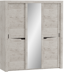 Шкаф трехдверный Соренто с раздвижными дверями Дуб бонифаций/Кофе структурный матовый в Коченёво - kochenyovo.mebel54.com | фото