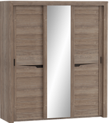 Шкаф трехдверный Соренто с раздвижными дверями Дуб стирлинг/Кофе структурный матовый в Коченёво - kochenyovo.mebel54.com | фото